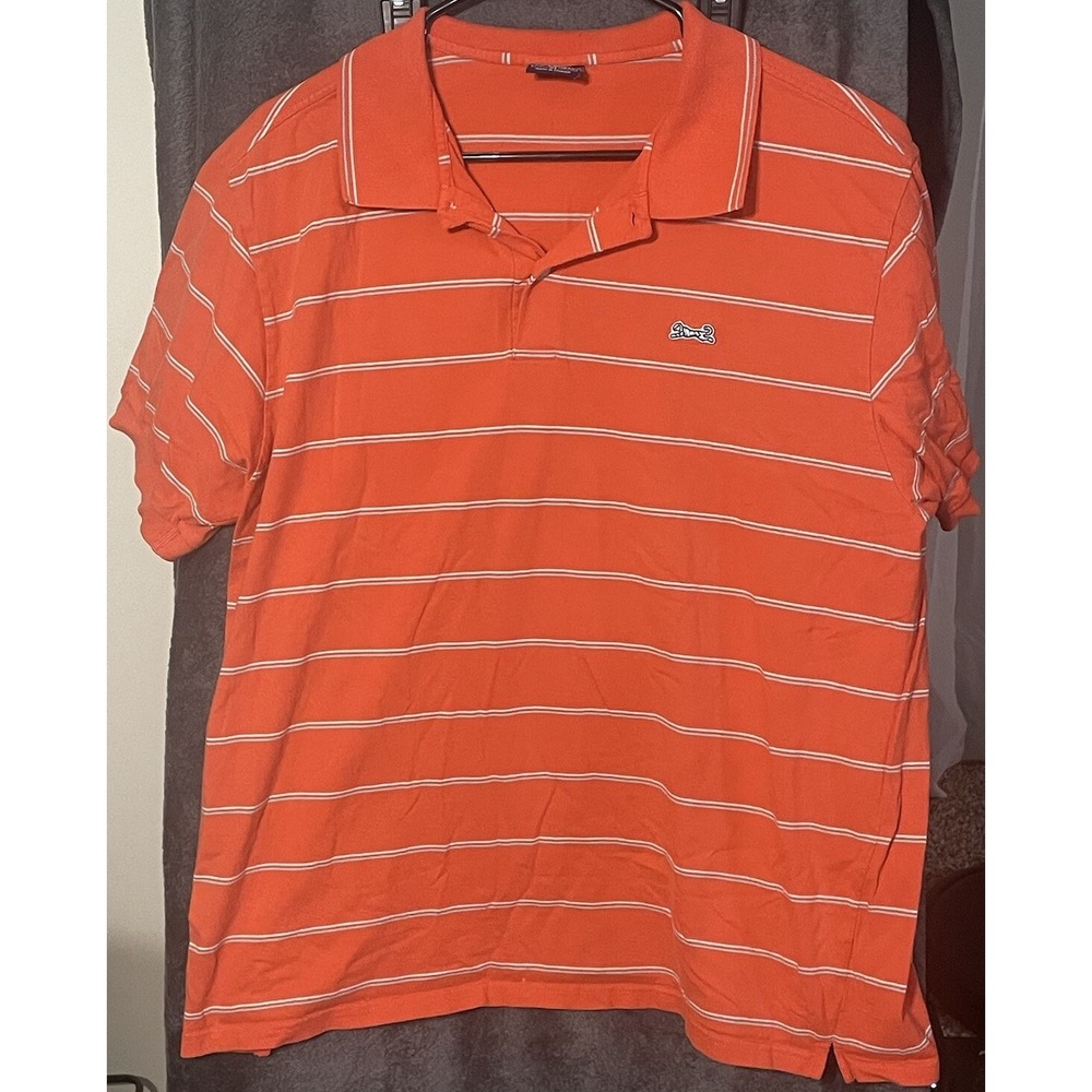 Le Tigre Polo Shirt Mens XL Extra Large Orange Striped Golf Preppy Tiger